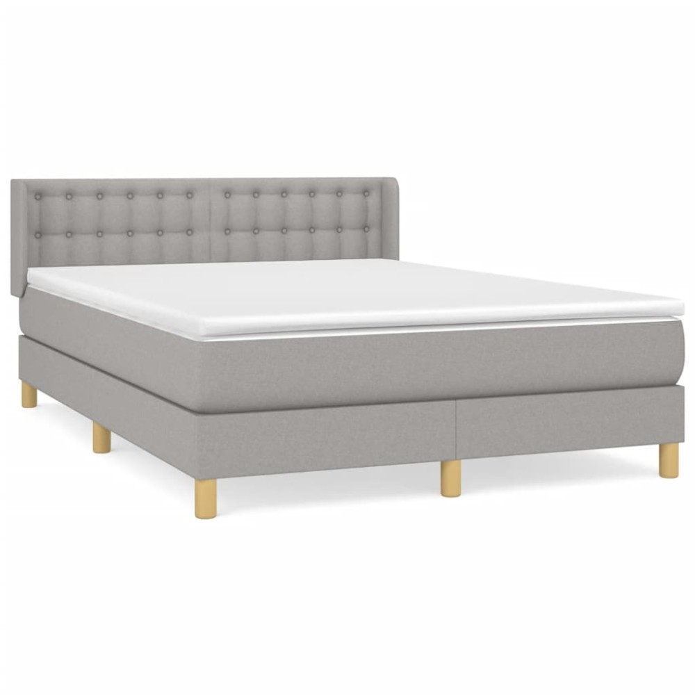 vidaXL Κρεβάτι Boxspring με Στρώμα Ανοιχτό Γκρι 140x200 εκ. Υφασμάτινο