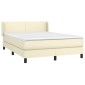 vidaXL Κρεβάτι Boxspring με Στρώμα Κρεμ 140x190εκ. από Συνθετικό Δέρμα