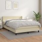 vidaXL Κρεβάτι Boxspring με Στρώμα Κρεμ 140x190εκ. από Συνθετικό Δέρμα