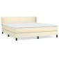 vidaXL Κρεβάτι Boxspring με Στρώμα Κρεμ 160x200εκ. από Συνθετικό Δέρμα