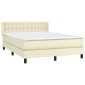 vidaXL Κρεβάτι Boxspring με Στρώμα Κρεμ 140x200εκ. από Συνθετικό Δέρμα