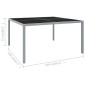 vidaXL Τραπέζι Κήπου Γκρι 130 x 130 x 72 εκ. από Ατσάλι και Γυαλί