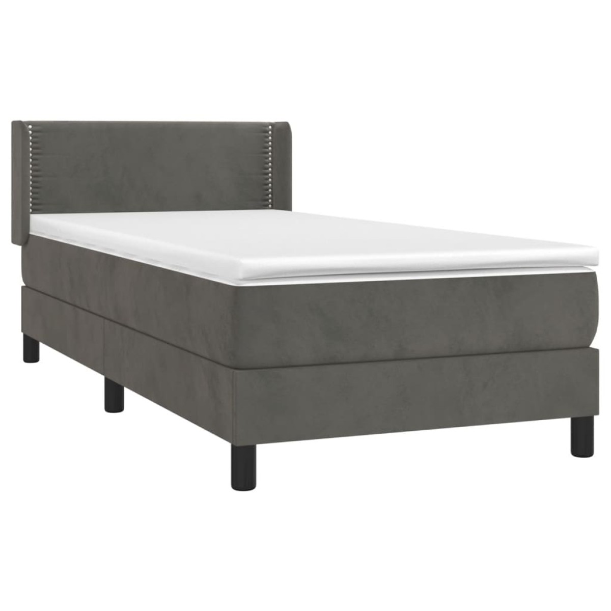 vidaXL Κρεβάτι Boxspring με Στρώμα Σκούρο Γκρι 100x200 εκ. Βελούδινο