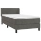 vidaXL Κρεβάτι Boxspring με Στρώμα Σκούρο Γκρι 100x200 εκ. Βελούδινο