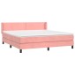 vidaXL Κρεβάτι Boxspring με Στρώμα Ροζ 180x200 εκ. Βελούδινο