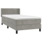 vidaXL Κρεβάτι Boxspring με Στρώμα Ανοιχτό Γκρι 80x200 εκ. Βελούδινο