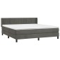 vidaXL Κρεβάτι Boxspring με Στρώμα Σκούρο Γκρι 160x200 εκ. Βελούδινο