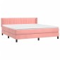 vidaXL Κρεβάτι Boxspring με Στρώμα Ροζ 160x200 εκ. Βελούδινο