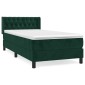 vidaXL Κρεβάτι Boxspring με Στρώμα Σκούρο Πράσινο 90x200 εκ. Βελούδινο
