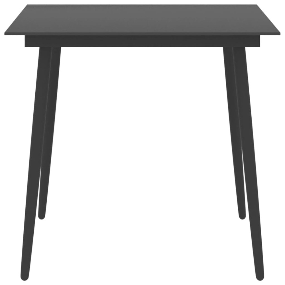vidaXL Τραπεζαρία Κήπου Μαύρη 80 x 80 x 74 εκ. από Ατσάλι / Γυαλί