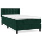 vidaXL Κρεβάτι Boxspring με Στρώμα Σκούρο Πράσινο 90x200 εκ. Βελούδινο