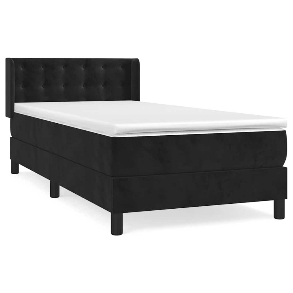 vidaXL Κρεβάτι Boxspring με Στρώμα Μαύρο 100x200 εκ. Βελούδινο