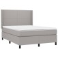 vidaXL Κρεβάτι Boxspring με Στρώμα Ανοιχτό Γκρι 140x190 εκ. Υφασμάτινο