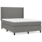 vidaXL Κρεβάτι Boxspring με Στρώμα Σκούρο Γκρι 140x190 εκ. Υφασμάτινο