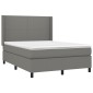 vidaXL Κρεβάτι Boxspring με Στρώμα Σκούρο Γκρι 140x190 εκ. Υφασμάτινο