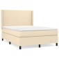 vidaXL Κρεβάτι Boxspring με Στρώμα Κρεμ 140x190 εκ. Υφασμάτινο
