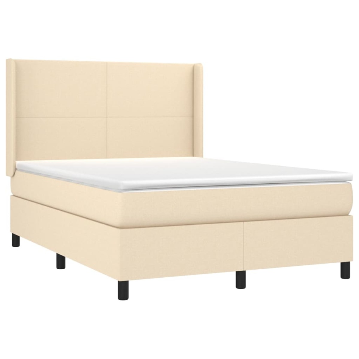 vidaXL Κρεβάτι Boxspring με Στρώμα Κρεμ 140x190 εκ. Υφασμάτινο
