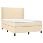 vidaXL Κρεβάτι Boxspring με Στρώμα Κρεμ 140x190 εκ. Υφασμάτινο