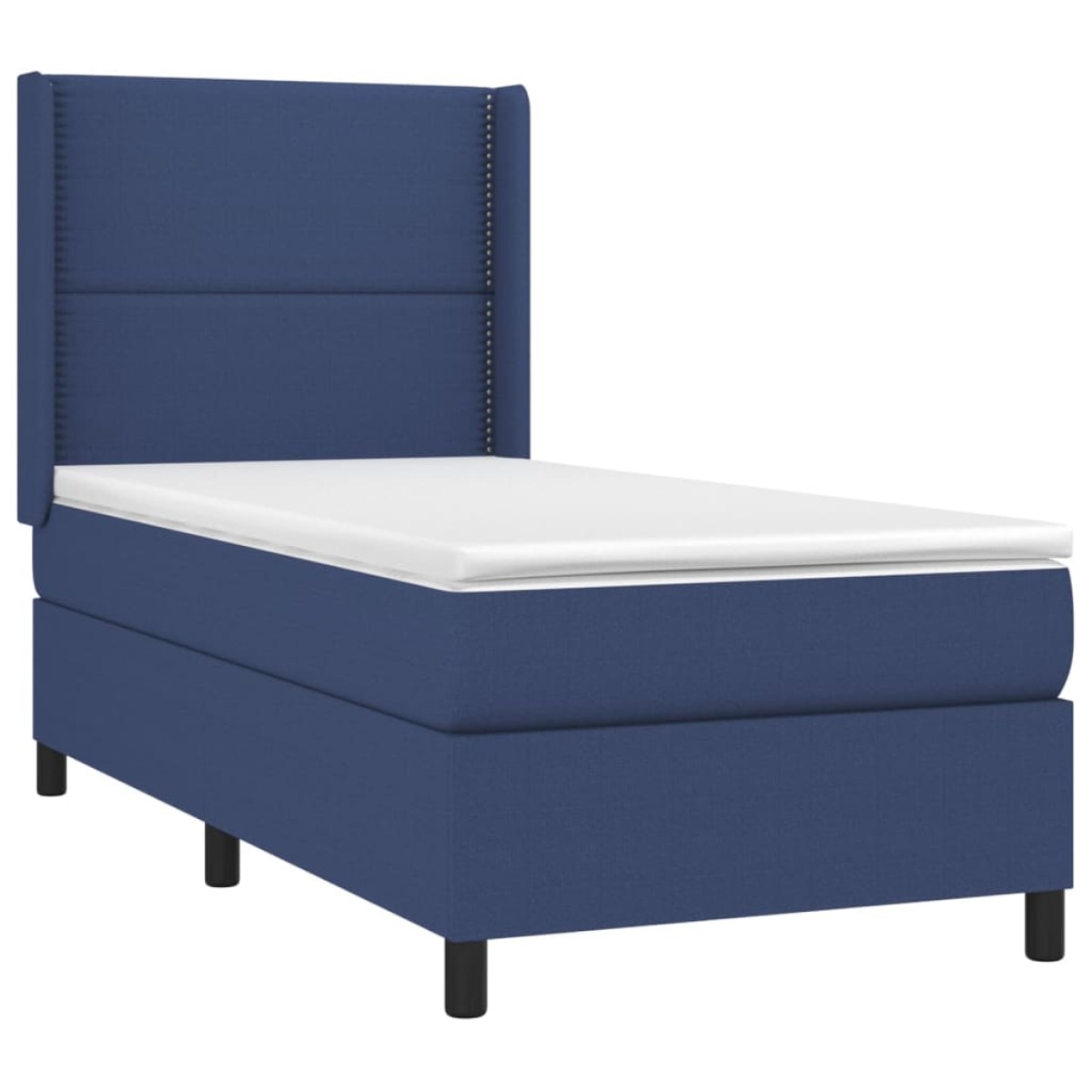 vidaXL Κρεβάτι Boxspring με Στρώμα Μπλε 90x190 εκ.Υφασμάτινο