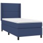 vidaXL Κρεβάτι Boxspring με Στρώμα Μπλε 90x190 εκ.Υφασμάτινο