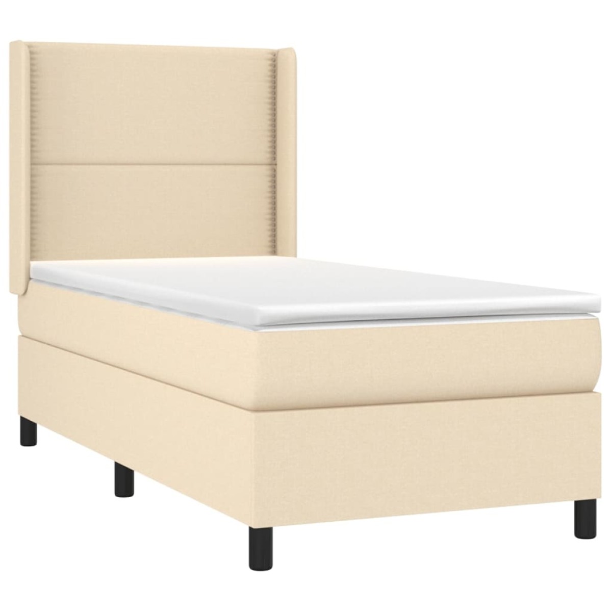 vidaXL Κρεβάτι Boxspring με Στρώμα Κρεμ 90x200 εκ.Υφασμάτινο