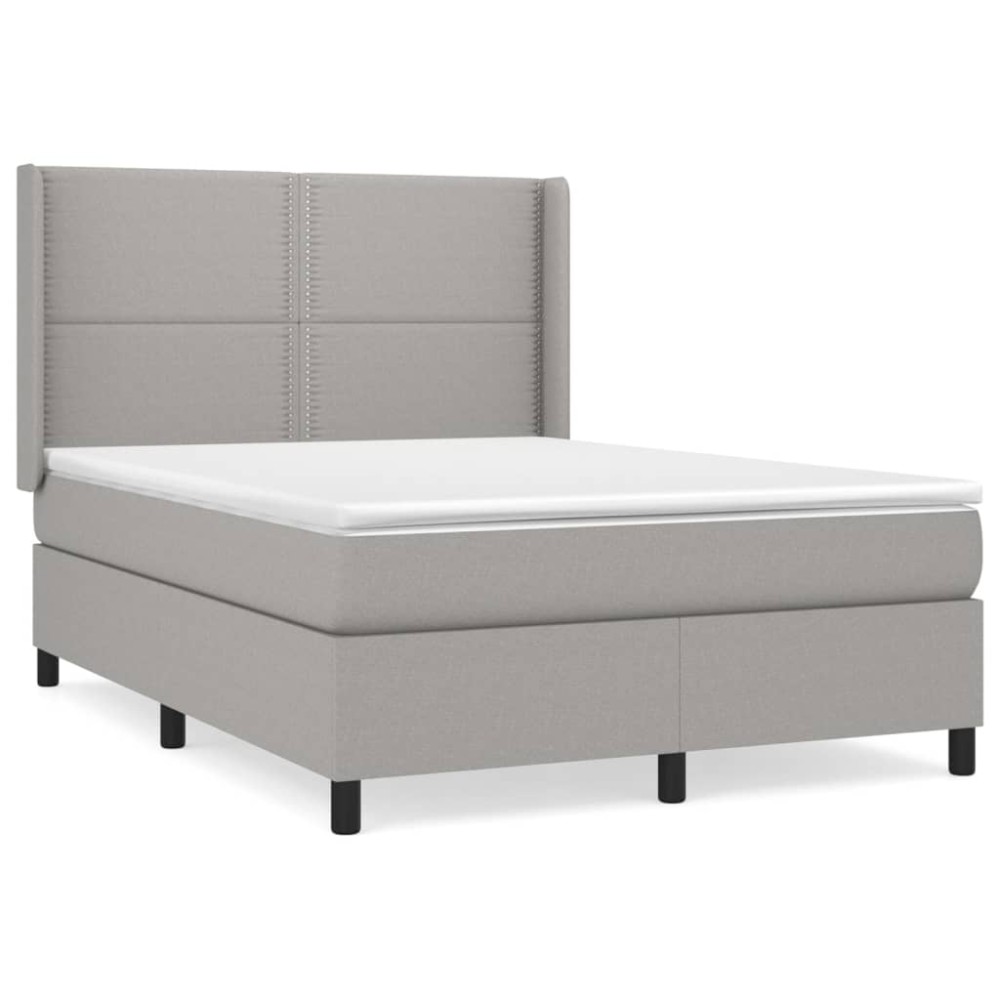 vidaXL Κρεβάτι Boxspring με Στρώμα Ανοιχτό Γκρι 140x190 εκ. Υφασμάτινο