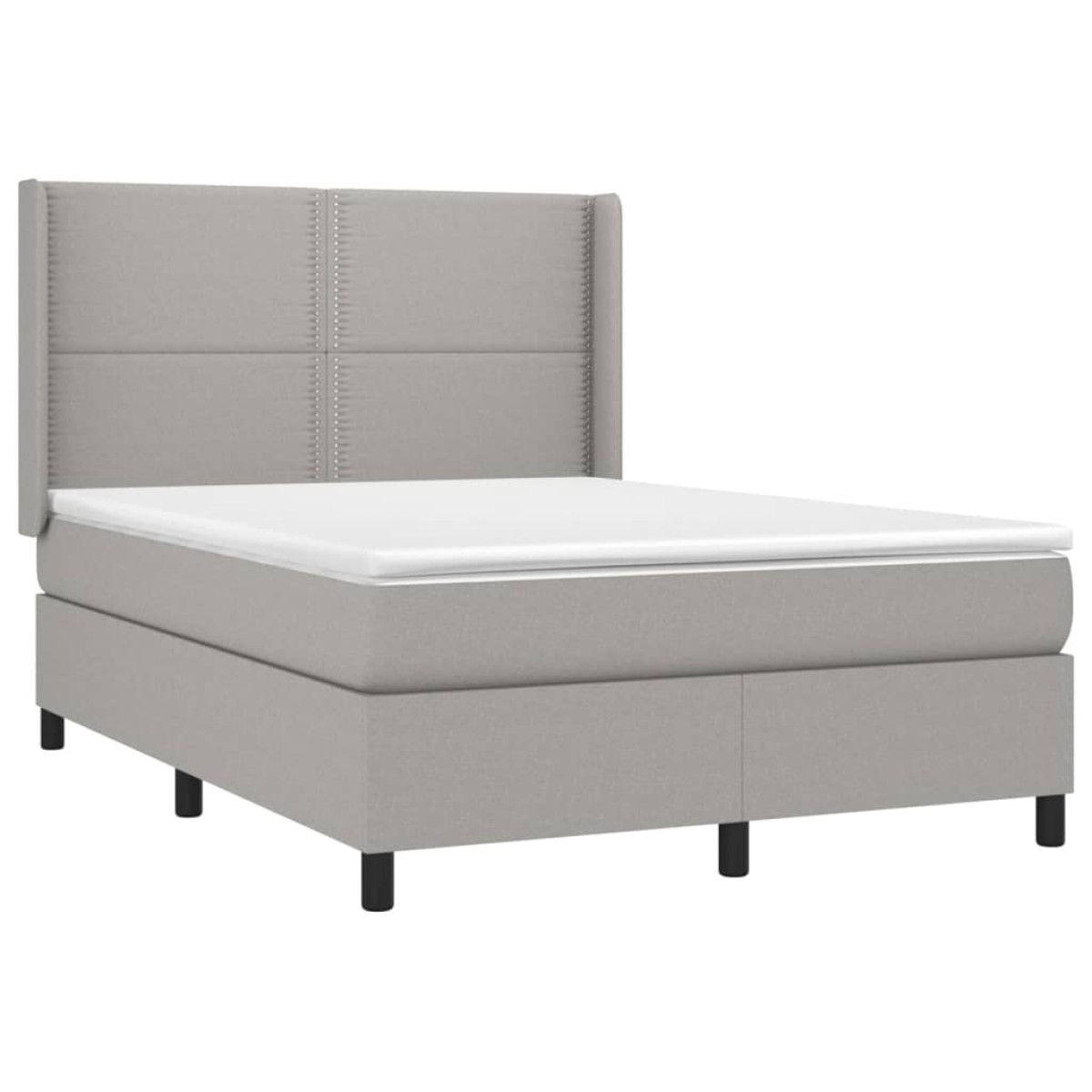 vidaXL Κρεβάτι Boxspring με Στρώμα Ανοιχτό Γκρι 140x190 εκ. Υφασμάτινο