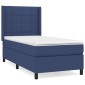 vidaXL Κρεβάτι Boxspring με Στρώμα Μπλε 90x190 εκ.Υφασμάτινο