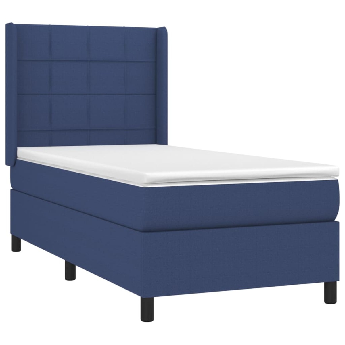 vidaXL Κρεβάτι Boxspring με Στρώμα Μπλε 90x190 εκ.Υφασμάτινο