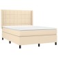 vidaXL Κρεβάτι Boxspring με Στρώμα Κρεμ 140x200 εκ. Υφασμάτινο