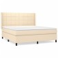 vidaXL Κρεβάτι Boxspring με Στρώμα Κρεμ 180x200 εκ. Υφασμάτινο