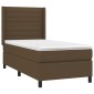 vidaXL Κρεβάτι Boxspring με Στρώμα Σκούρο Καφέ 90x190 εκ. Υφασμάτινο