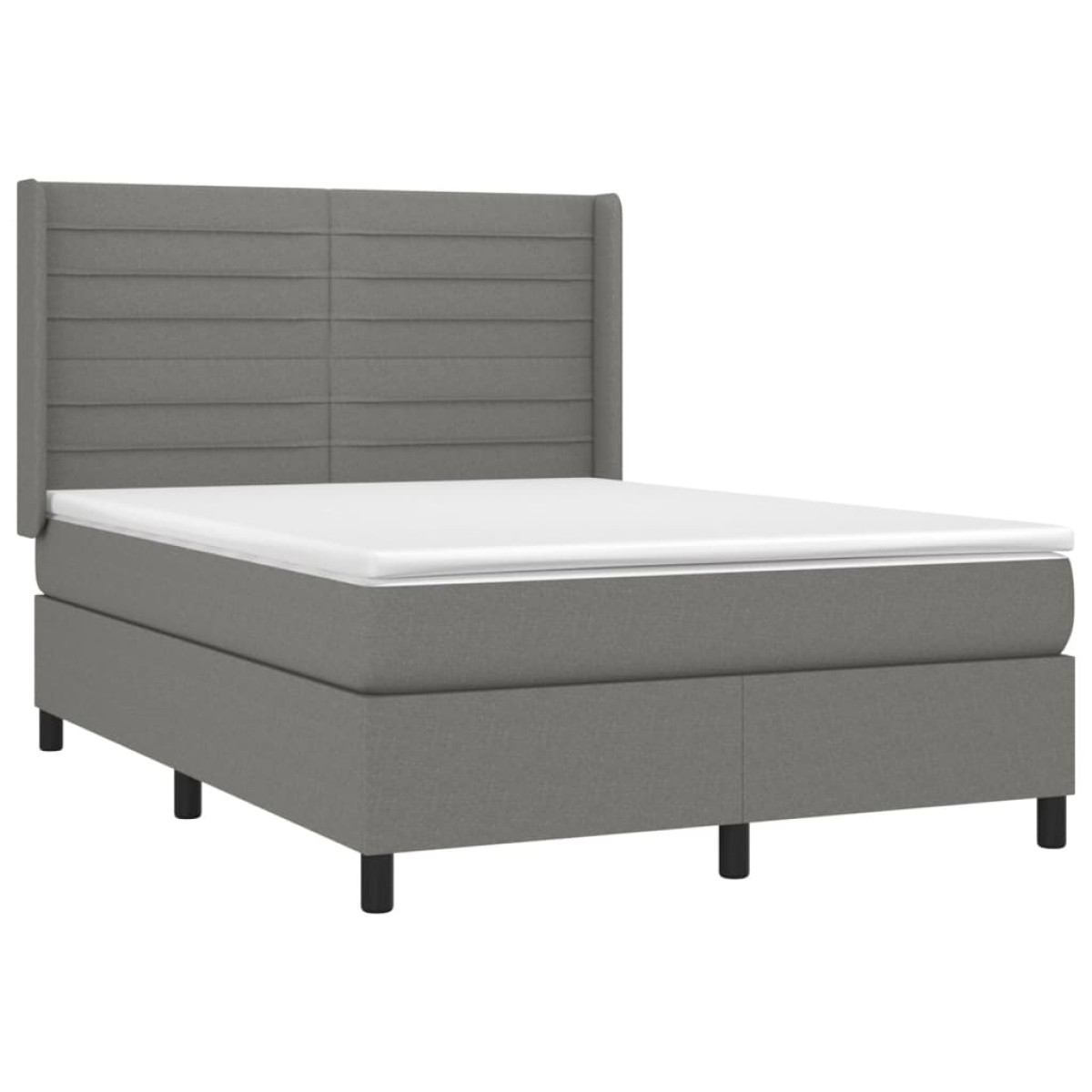 vidaXL Κρεβάτι Boxspring με Στρώμα Σκούρο Γκρι 140x190 εκ. Υφασμάτινο
