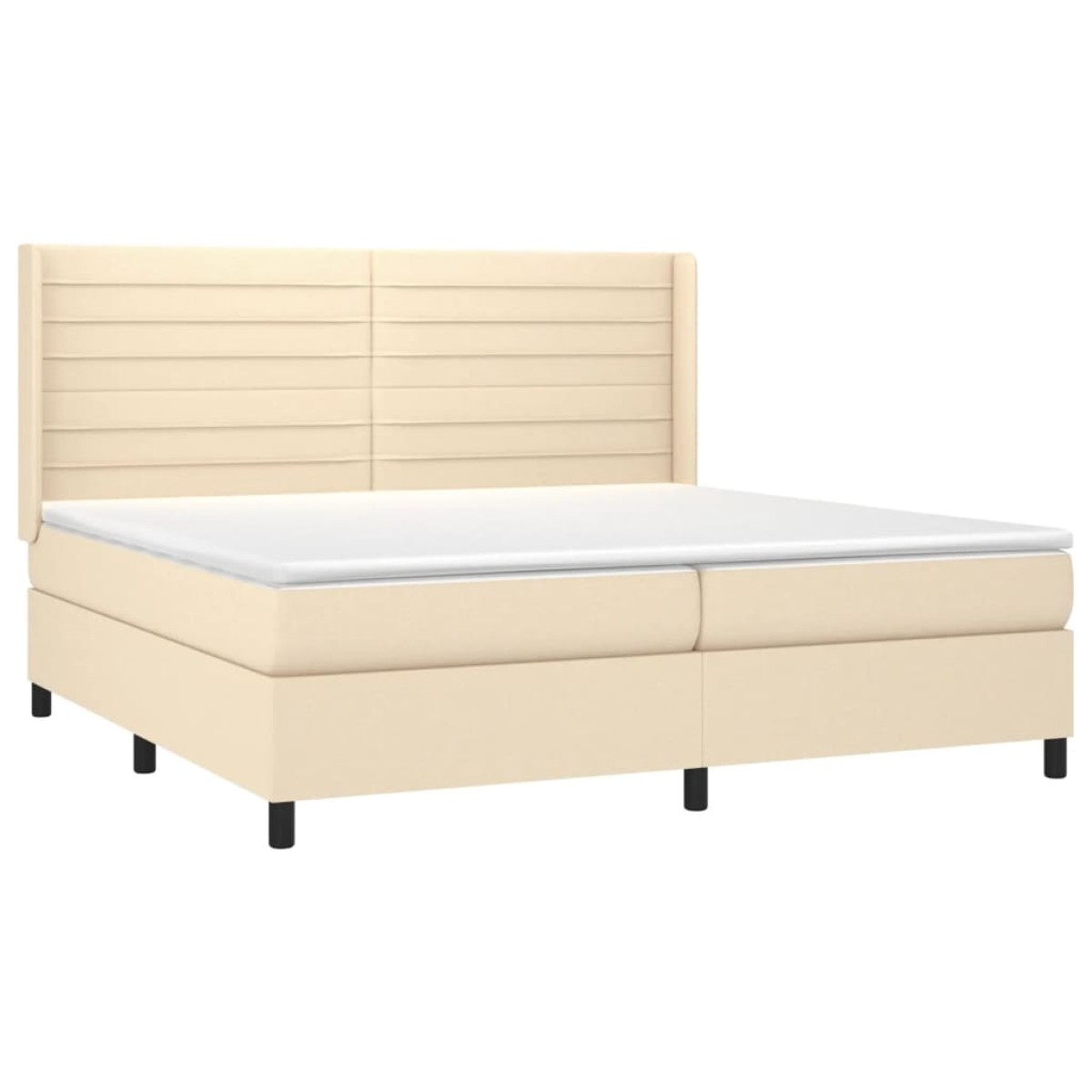 vidaXL Κρεβάτι Boxspring με Στρώμα Κρεμ 200x200 εκ. Υφασμάτινο