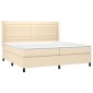 vidaXL Κρεβάτι Boxspring με Στρώμα Κρεμ 200x200 εκ. Υφασμάτινο