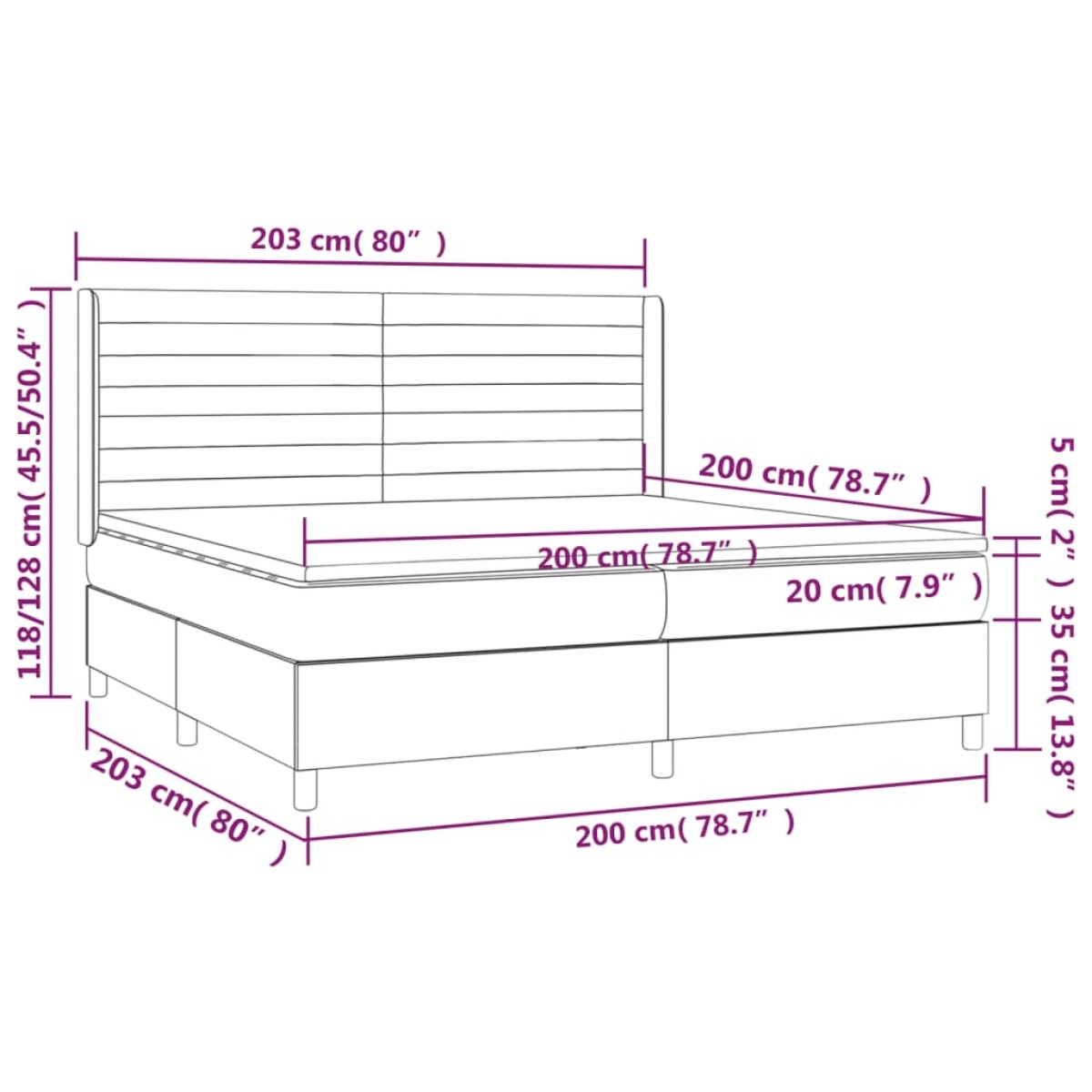 vidaXL Κρεβάτι Boxspring με Στρώμα Κρεμ 200x200 εκ. Υφασμάτινο