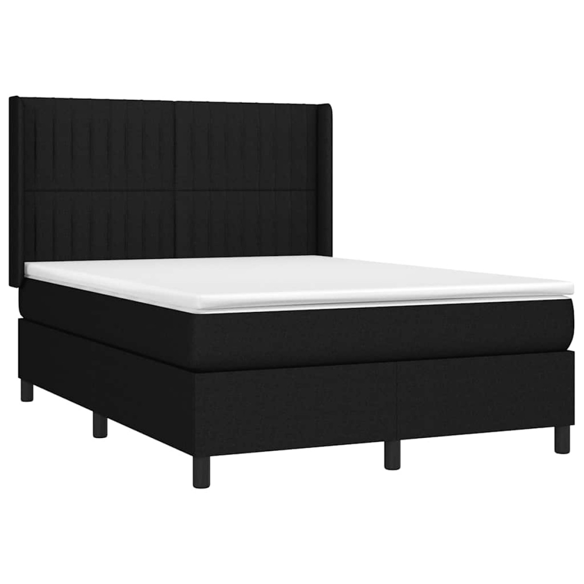 vidaXL Κρεβάτι Boxspring με Στρώμα Μαύρο 140x190 εκ. Υφασμάτινο