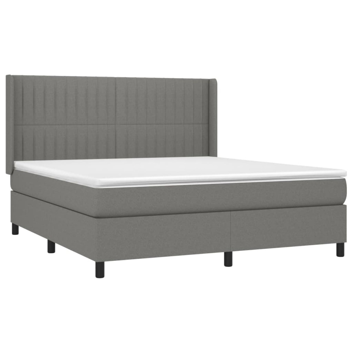 vidaXL Κρεβάτι Boxspring με Στρώμα Σκούρο Γκρι 160x200 εκ Υφασμάτινο