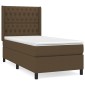 vidaXL Κρεβάτι Boxspring με Στρώμα Σκούρο Καφέ 90x200 εκ. Υφασμάτινο
