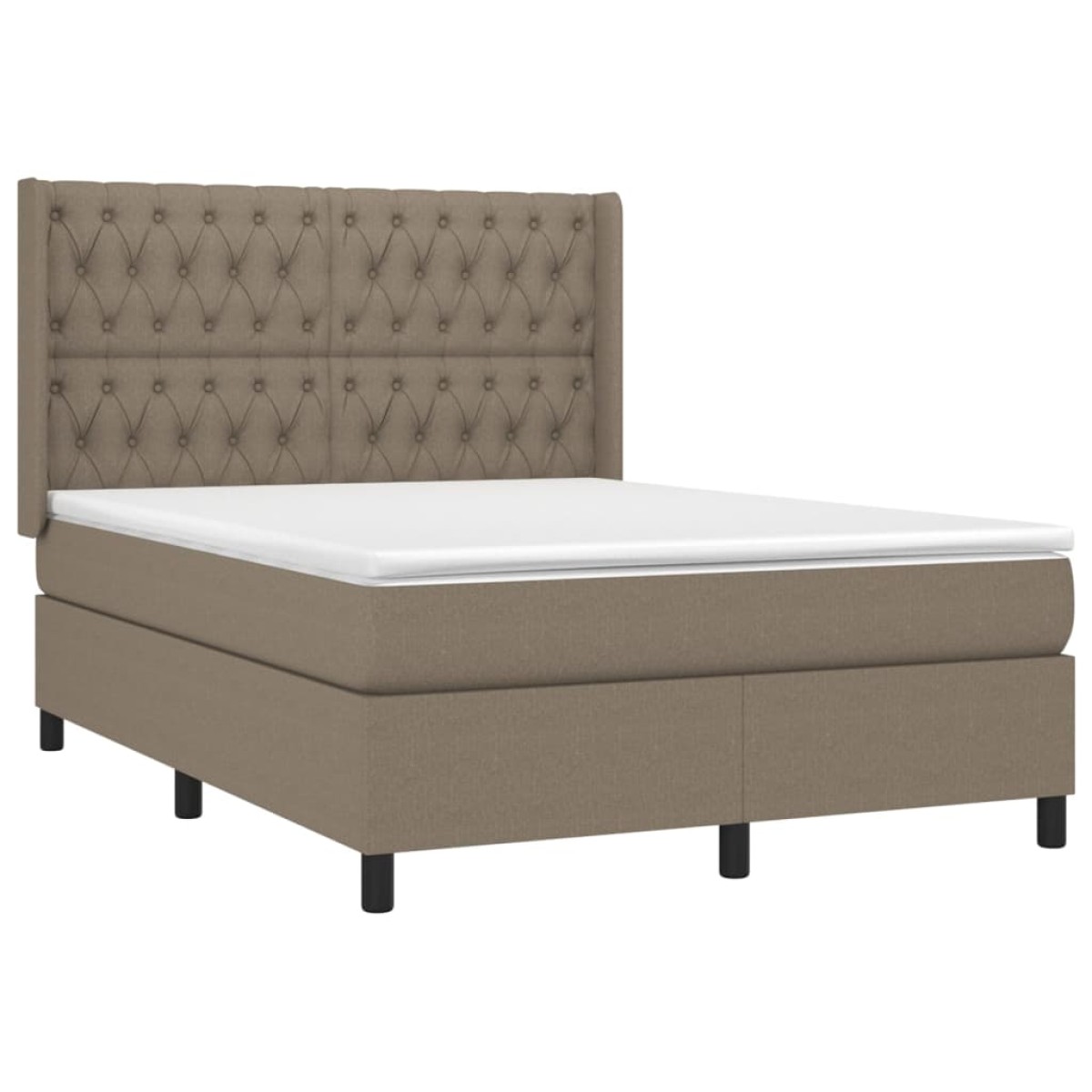 vidaXL Κρεβάτι Boxspring με Στρώμα Taupe 140x190 εκ. Υφασμάτινο