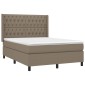 vidaXL Κρεβάτι Boxspring με Στρώμα Taupe 140x190 εκ. Υφασμάτινο