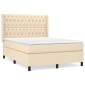 vidaXL Κρεβάτι Boxspring με Στρώμα Κρεμ 140x190 εκ. Υφασμάτινο