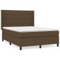 vidaXL Κρεβάτι Boxspring με Στρώμα Σκούρο Καφέ 140x200 εκ Υφασμάτινο