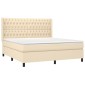 vidaXL Κρεβάτι Boxspring με Στρώμα Κρεμ 180x200 εκ. Υφασμάτινο