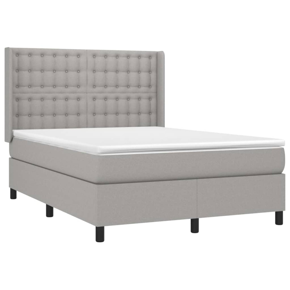 vidaXL Κρεβάτι Boxspring με Στρώμα Ανοιχτό Γκρι 140x190 εκ. Υφασμάτινο
