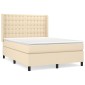 vidaXL Κρεβάτι Boxspring με Στρώμα Κρεμ 140x190 εκ. Υφασμάτινο