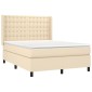 vidaXL Κρεβάτι Boxspring με Στρώμα Κρεμ 140x200 εκ. Υφασμάτινο