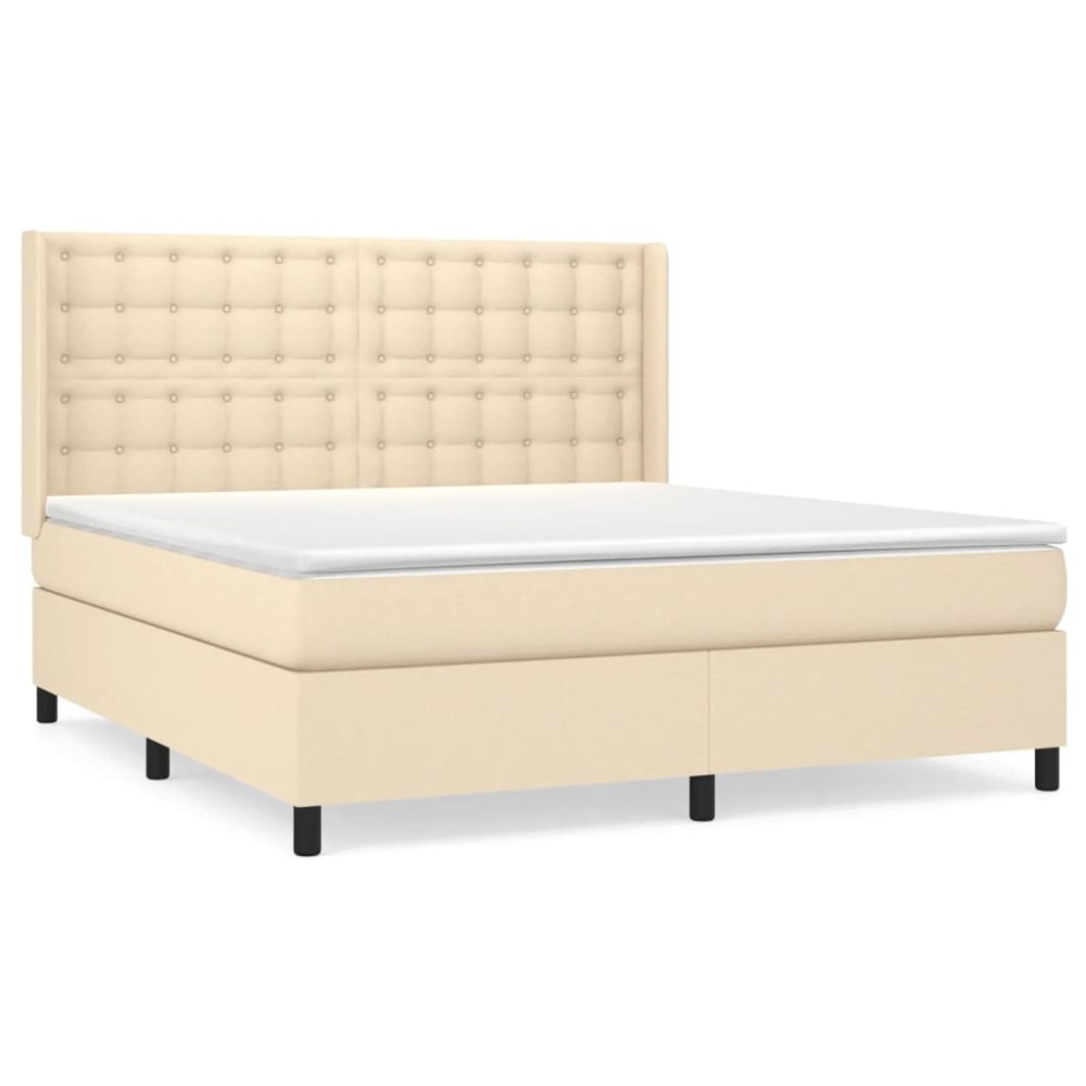 vidaXL Κρεβάτι Boxspring με Στρώμα Κρεμ 160x200 εκ. Υφασμάτινο