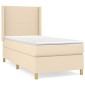 vidaXL Κρεβάτι Boxspring με Στρώμα Κρεμ 90x190 εκ.Υφασμάτινο