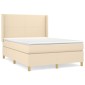 vidaXL Κρεβάτι Boxspring με Στρώμα Κρεμ 140x200 εκ. Υφασμάτινο